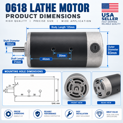 550W 220V DC Brushed Motor for CJ0618 Grizzly G0765 Mini Lathe Replacement Part