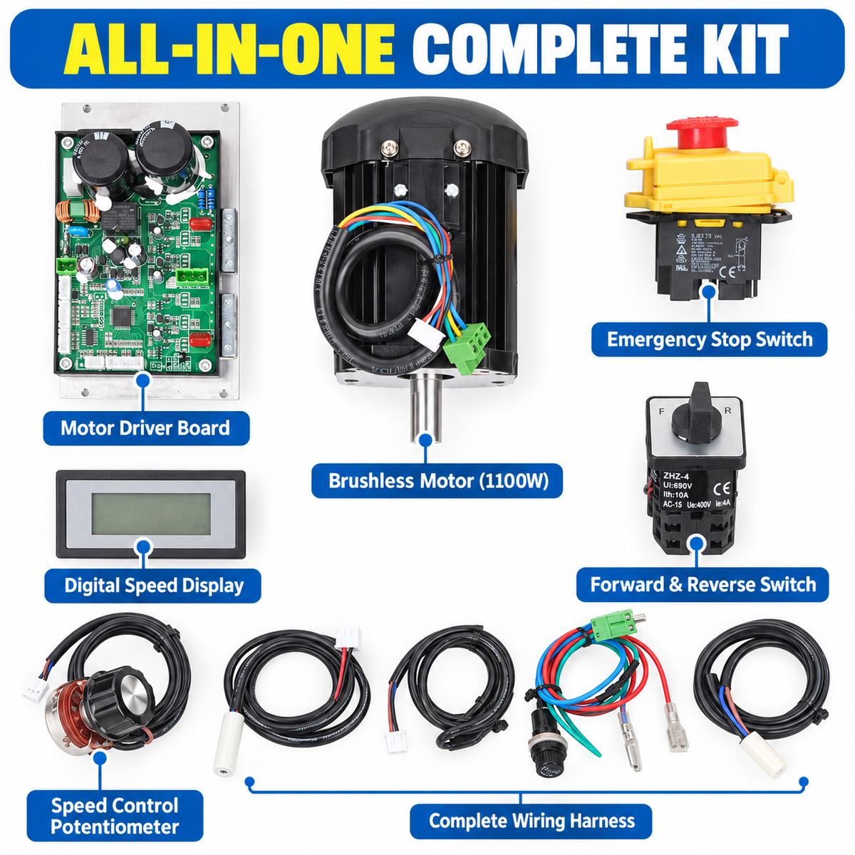 1100W Brushless DC Motor & Main Control Board Kit for WM210V WM180V Replacement Part