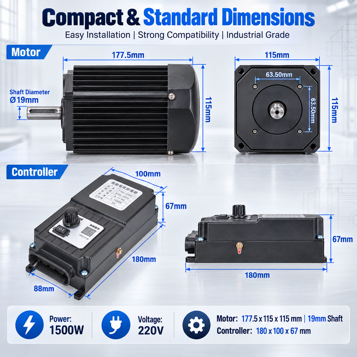 1500W Brushless Servo Motor Kit for Mini Lathe Upgrade
