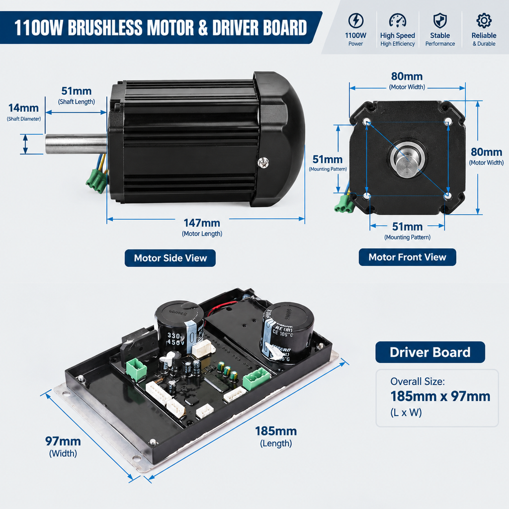 850W 1100W BLDC Motor Controller Board 110V 220V for Bench Lathe Spindle Drive Retrofit