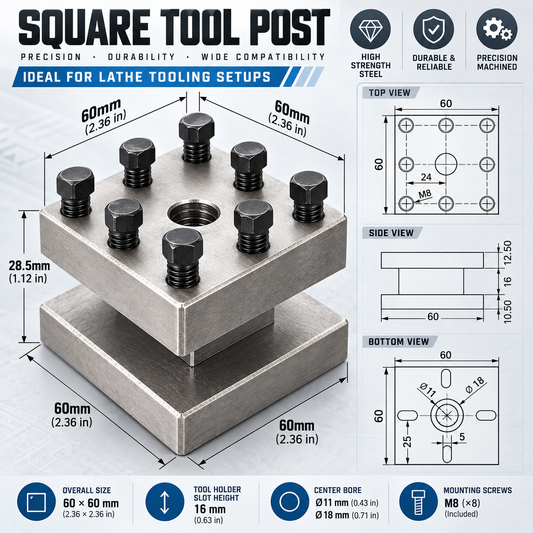WM210V-212 Square Tool Post for WM210V BHC210 HS210 JY210V CTC210 Replacement Part