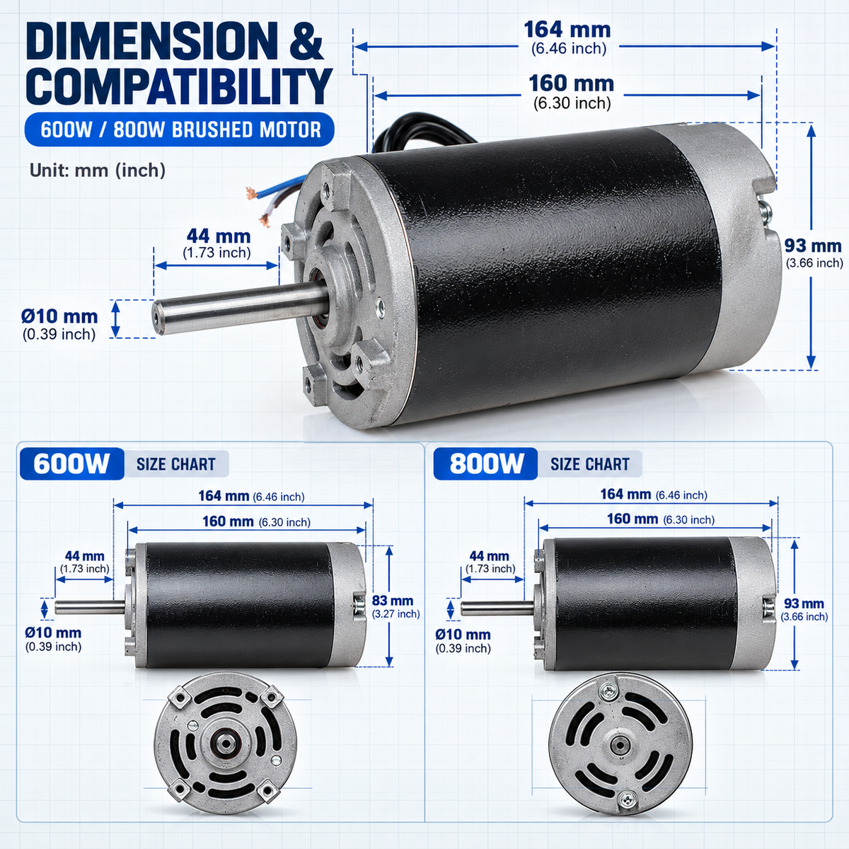 600W/800W 220V DC Brushed Motor for WM180V WM210V BHC210 HS210 JY210V CTC210 Mini Lathe