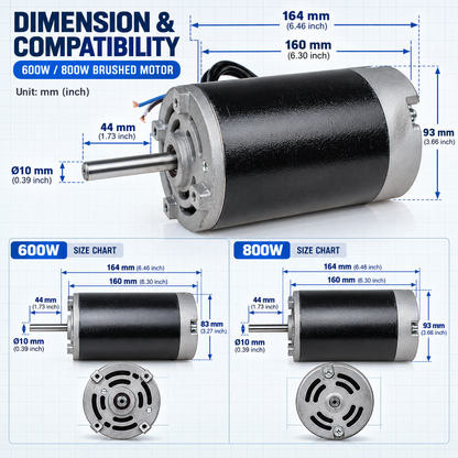 600W/800W 220V DC Brushed Motor for WM180V WM210V BHC210 HS210 JY210V CTC210 Mini Lathe