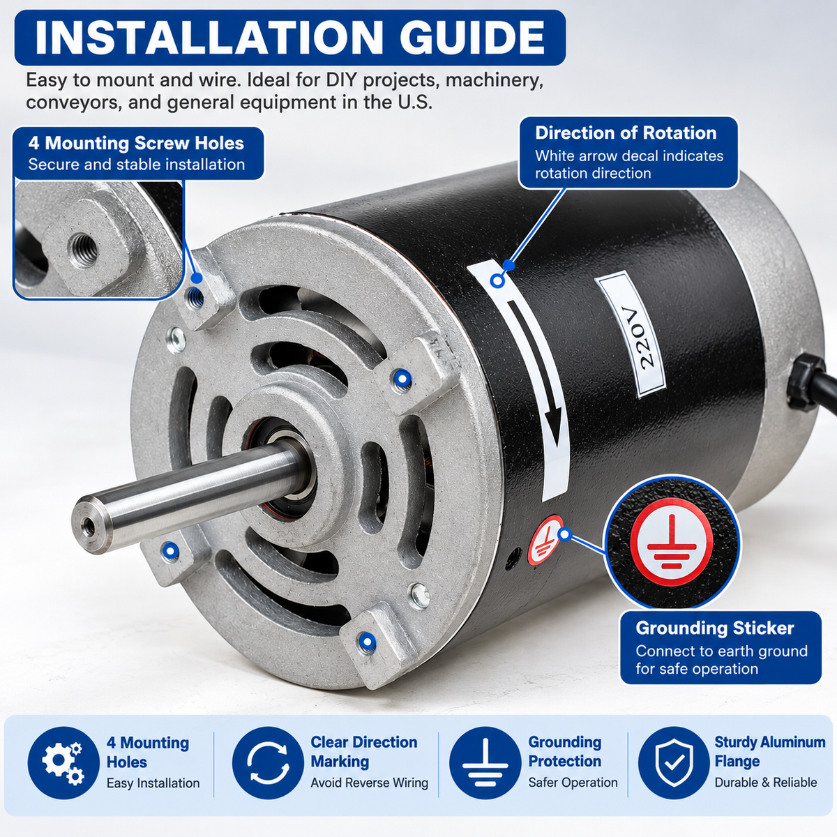 600W/800W 220V DC Brushed Motor for WM180V WM210V BHC210 HS210 JY210V CTC210 Mini Lathe