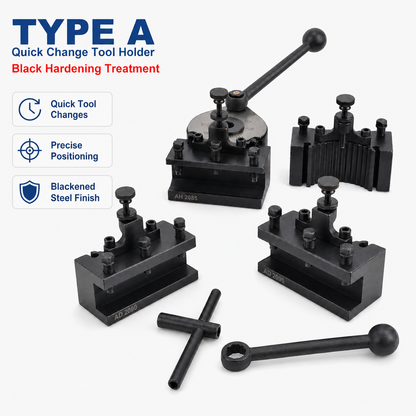 Type A European-Style Quick Change Tool Post & Holder Set for 20x20mm Lathe Tools 150-300mm Swing