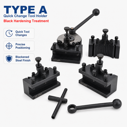Type A European-Style Quick Change Tool Post & Holder Set for 20x20mm Lathe Tools 150-300mm Swing