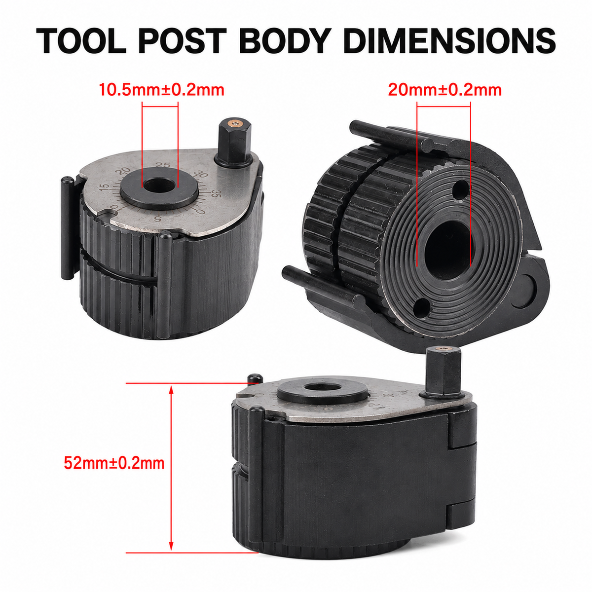 Type A European-Style Quick Change Tool Post & Holder Set for 20x20mm Lathe Tools 150-300mm Swing