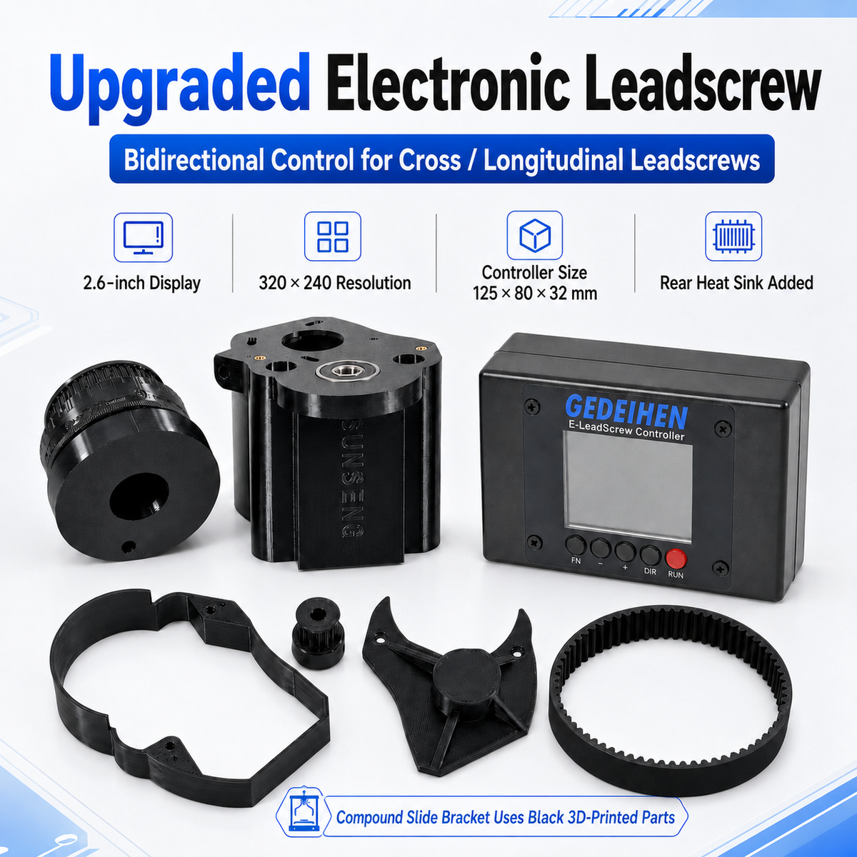 Dual Leadscrew Electronic Change Gear Conversion Kit for WM210V BHC210 HS210 JY210V CTC210 Lathes