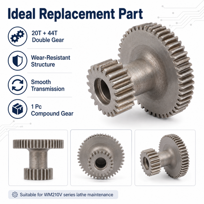 20T/44T Apron Feed Drive Gear for WM210V BHC210 HS210 JY210V CTC210 Bernardo Profi 400V Replacement Part