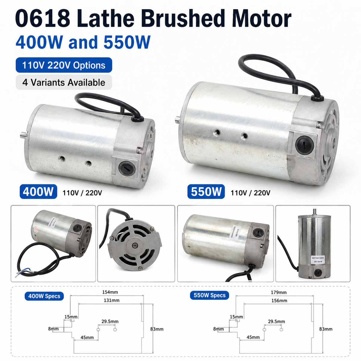 0618-150 400W/550W DC Brushed Motor 110V/220V for 0618 Mini Lathe Replacement Part