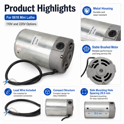 0618-150 400W/550W DC Brushed Motor 110V/220V for 0618 Mini Lathe Replacement Part
