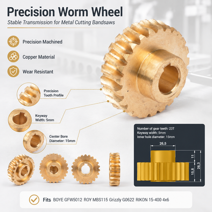 Worm Gear Assembly for GFW5012-019 Grizzly G0622-191 RIKON 15-400 MBS115 Band Saw Replacement Part