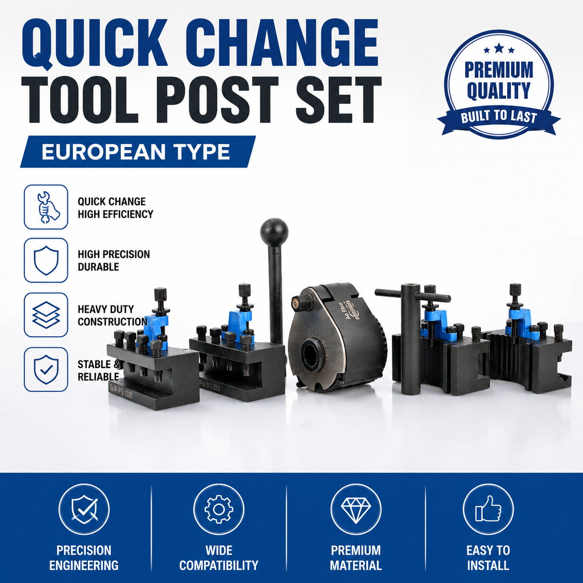 Aa Pro Plus MAX Type European Quick Change Tool Holder Set for 12x12mm 16x16mm Lathe Tools 120-220mm Swing