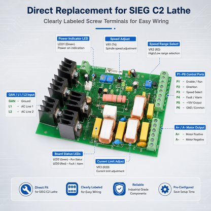 C2-182 XMT-2325 FC250J Main Control Board for SIEG C2 G8688 BD-6 M1-250 Replacement Part